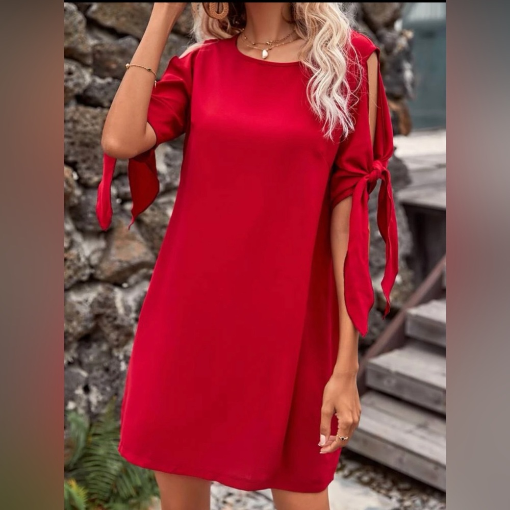 SHEIN Cut out knot tunic dress medium(6)